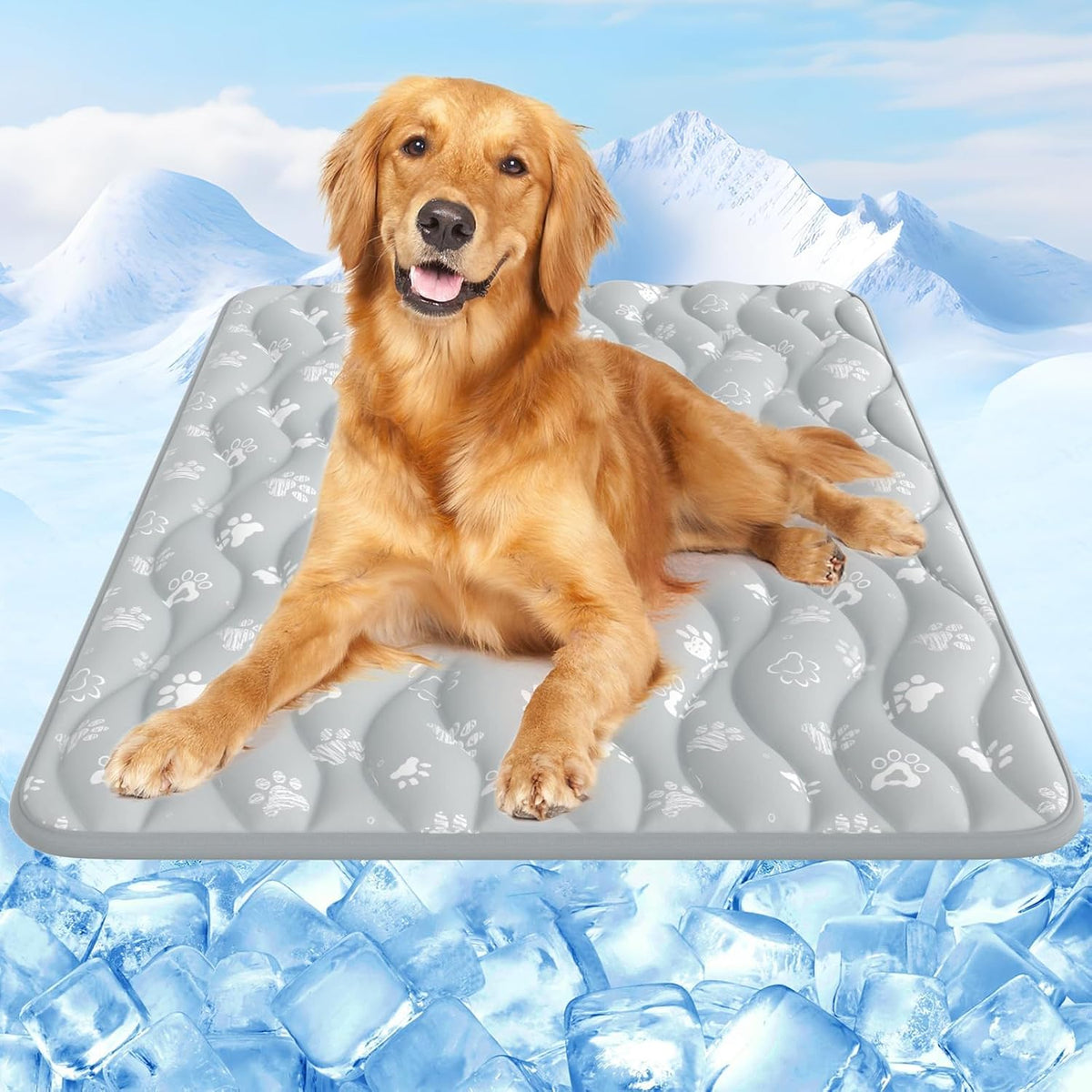 Rywell 44X32In Dog Cooling Mat with One-Way Moisture & Arc-Chill 3.0