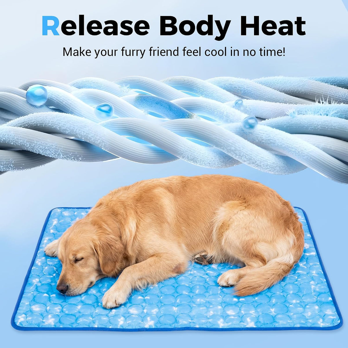 Dog Cooling Mat, 55''X40''Arc-Chill Cooling Fiber Self-Cooling Pad for Dogs - Washable Non-Toxic Summer Pet Mat, Non-Slip Foldable Portable Soft Pad for Indoor Outdoor/Kennel Bed Sofa Floor Car