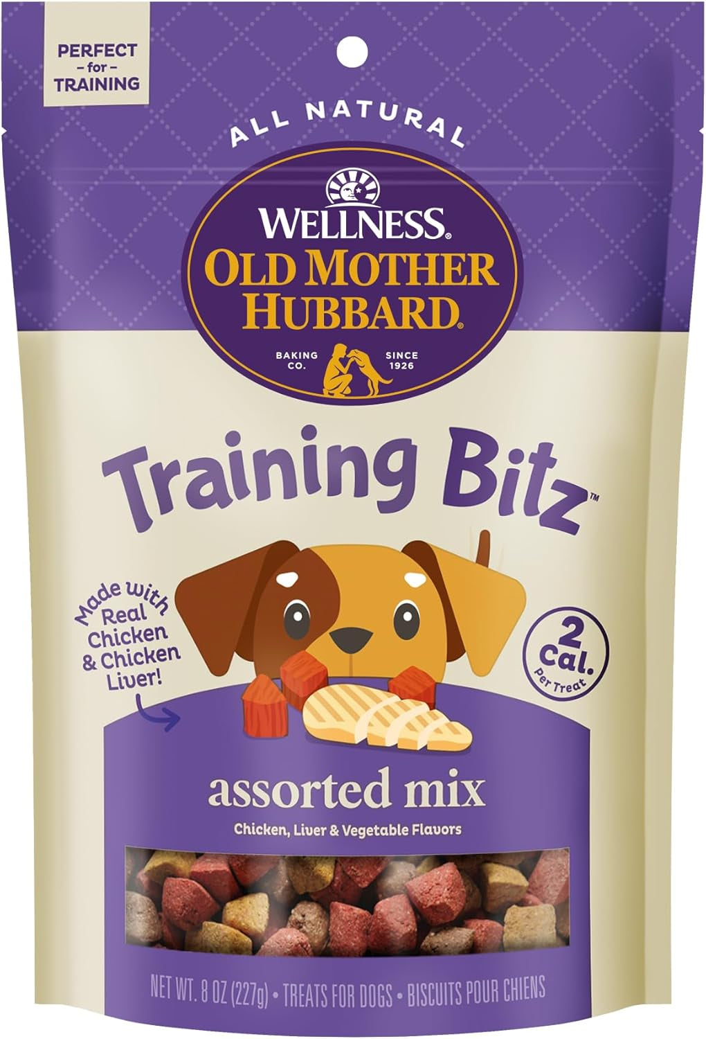 Wellness Old Mother Hubbard Training Bitz Assorted Mix Dog Treats, Natural Biscuits, 3 Flavors, 8 Oz Bag
