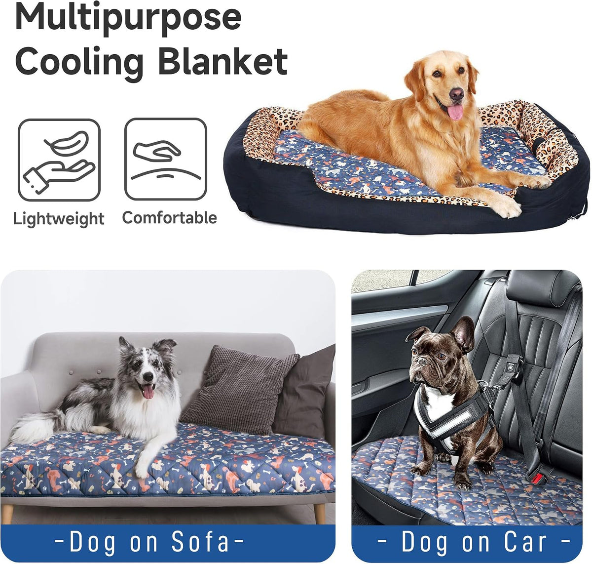 Wegreeco Pet Dog Cooling Mat, Outdoor Dog Cooling Pad, Lightweight Bed Cooling Blanket for Dogs and Cats,Small Medium Large Puppy Cool Pad for Dogs,Cute M