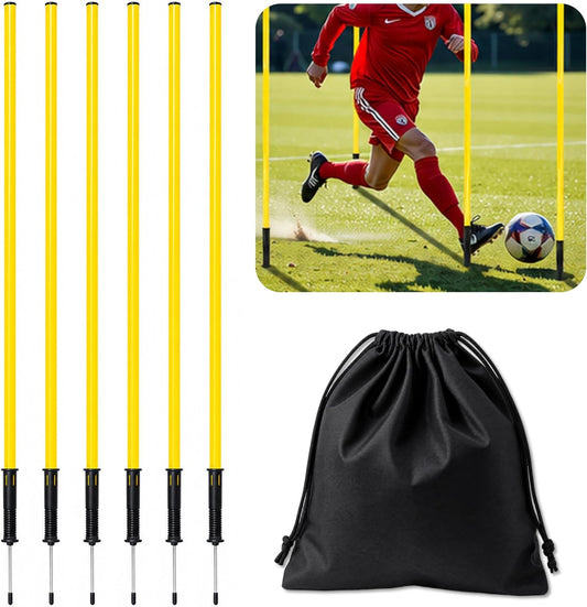 5 FT Adjustable Soccer Agility Poles with Steel Ground Spring Nails