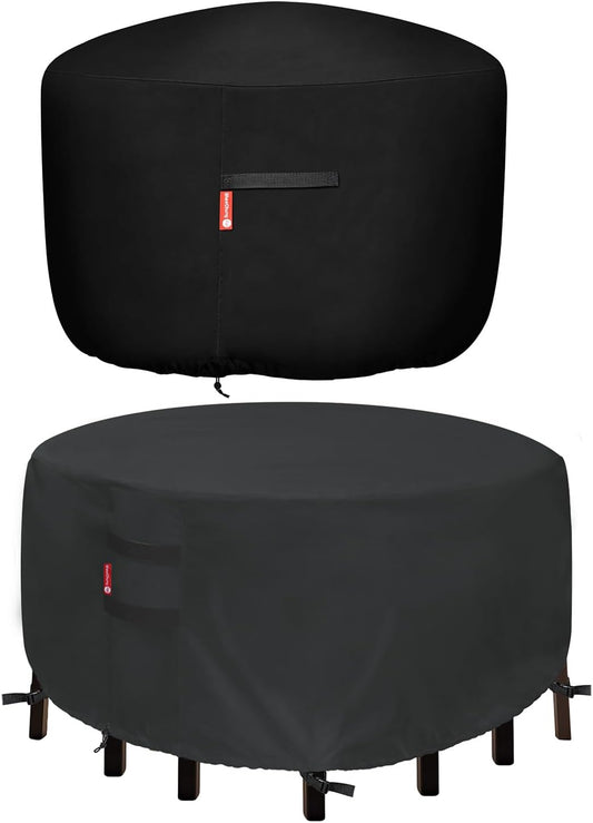 Round Gas Fire Pit Cover 36"D and Outdoor Furniture Cover round 94"D-Heavy Duty 600D Polyester with PVC Coating Material,Weather Resistant and Waterproof