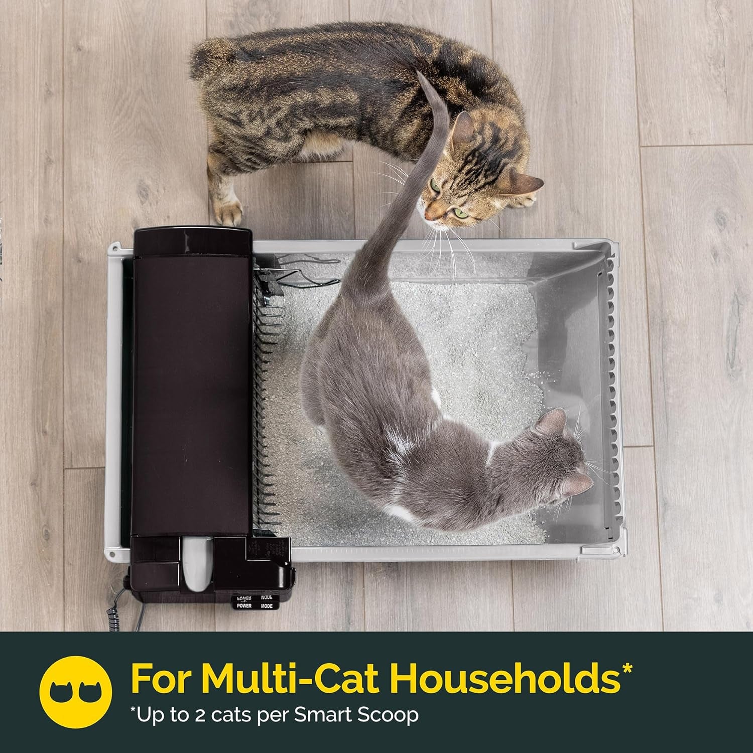 Pet Zone Semi - Self Cleaning Semi Automatic Cat Litter Box - Smart Scoop Cat Litter Box with 6 Bags & Carbon Filter for up to Two Cats 6-16 Pounds