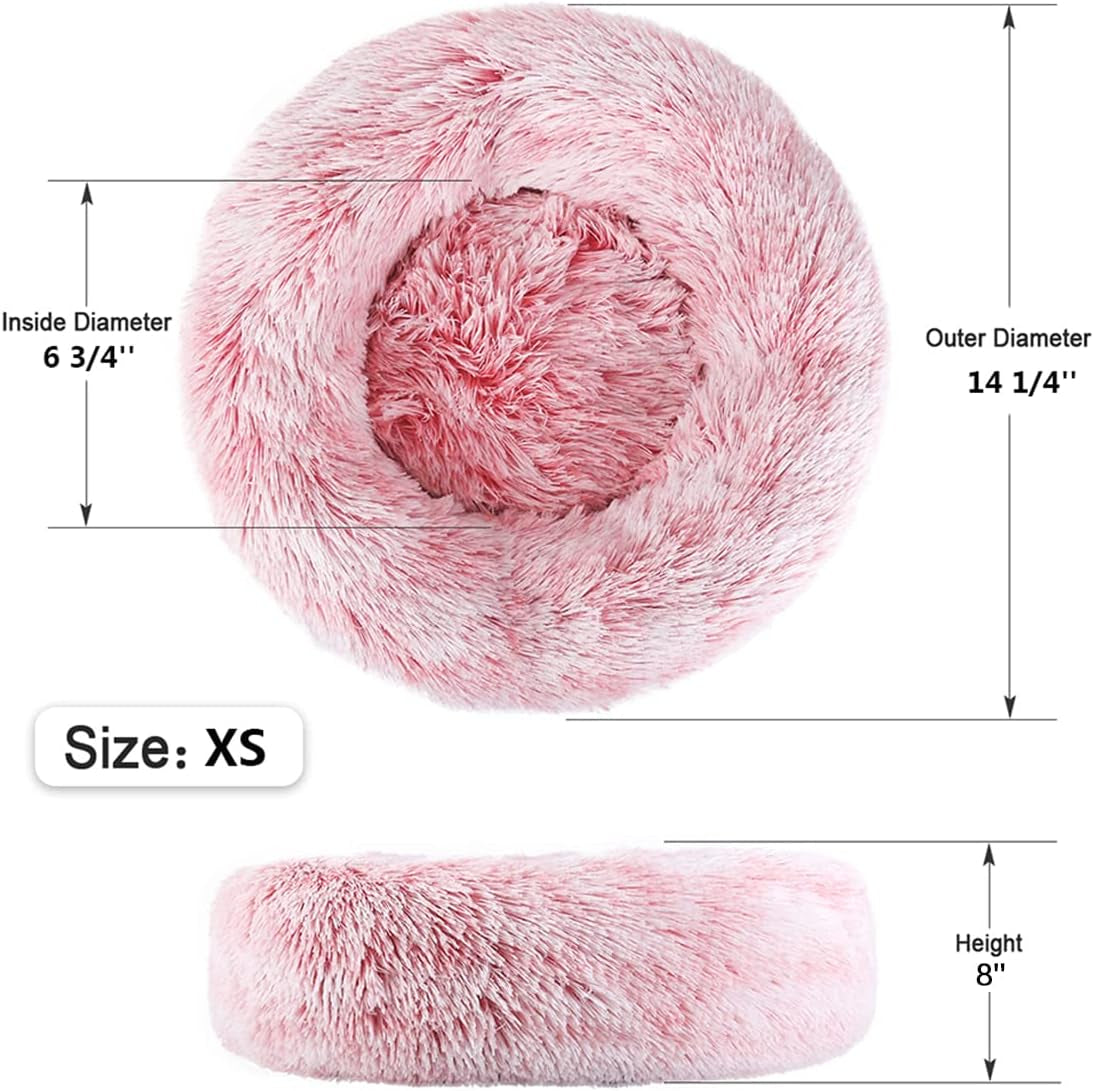 NOYAL Donut Dog Bed for Small Medium Pets, Plush Calming Faux Fur