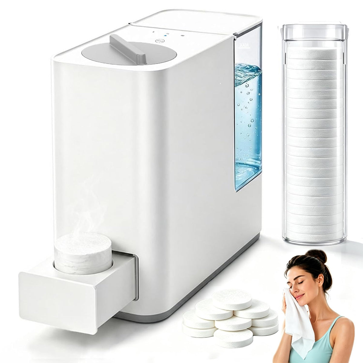 Hot Towel Dispenser for Face, Smart Towel Warmer with 20 Compressed Towels