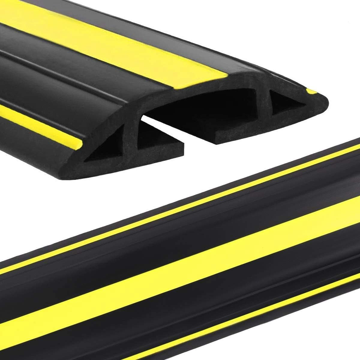 Eapele 10 Ft Floor Cable Cover Protector, Heavy Duty PVC Duct Easy to Unroll, Prevent Trip Hazard for Home Office or Outdoor Settings