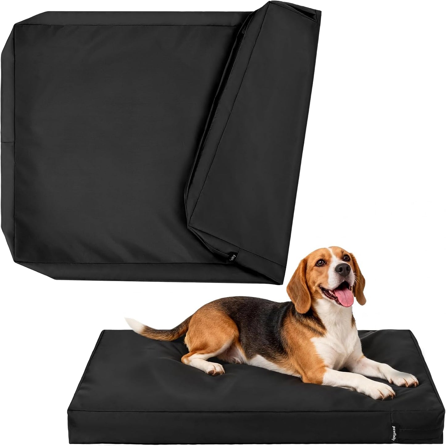 PAWFINITY Waterproof Dog Bed Cover Replacement Washable, Easy to Clean, Pet Hair Resistant, Heavy Duty Oxford, Zipper Closure, Indoor/Outdoor Use, Fits 36 Inch Dog Crate -Large -35"X 22"X 3.5", Black