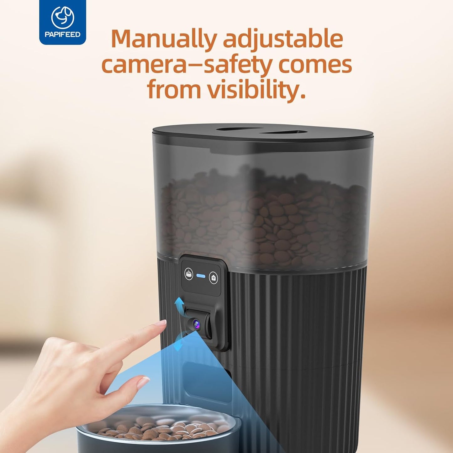 PAPIFEED Automatic Cat Feeder with Camera, 3L Cat Food Dispenser with App, 2.4G Wifi Timed Cat Feeder for Dry Food, 2-Way Audio, Smart Pet Feeder for Small Dog, 10 Meals/Day, 6 Portions/Meal