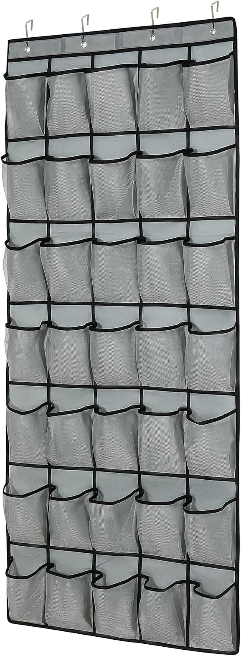 35 Pocket over Door Shoe Organizer with 4 Metal Hooks（Grey）