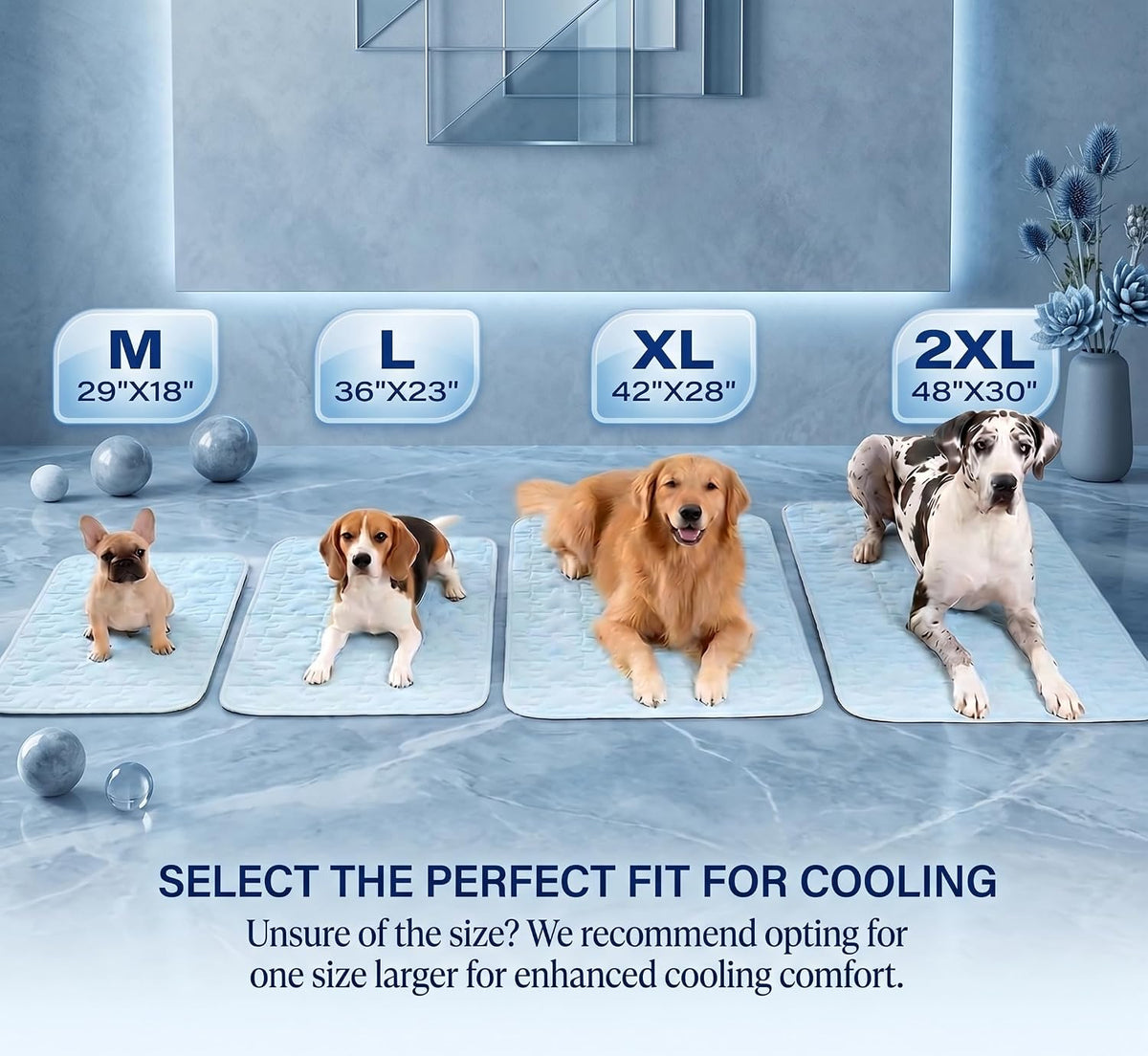Cooling Dog Mat X-Large, Breathable 3D Mesh No-Gel Pad, Gray