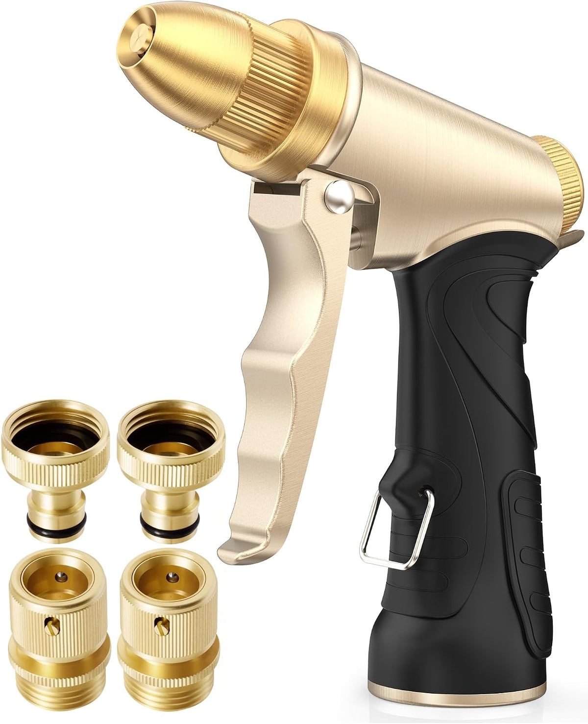 RAINPOINT Brass Garden Hose Nozzle & Quick Connect Kit, High-Pressure Sprayer Set