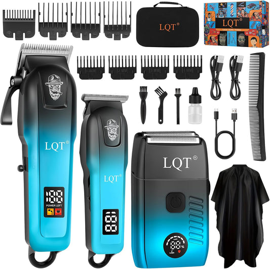 Professional Hair Clippers for Men, Cordless Barber Clippers with Precision Trimmer and Dual Foil Shaver,Led Display, Electric Hair Cutting Machine, Men’S Grooming Kit, Gift for Him