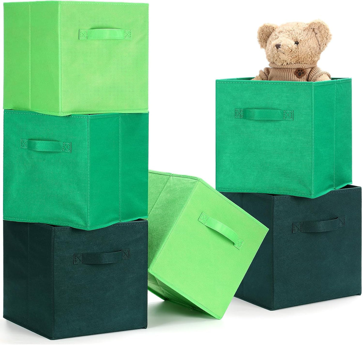 Karenhi 6 Pack Cube Storage Bins, Green Fabric Organizer