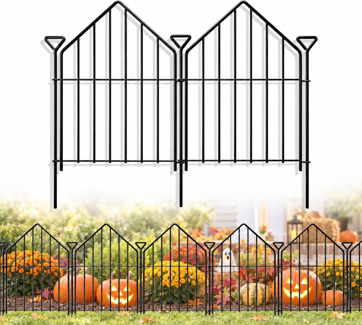 Garden Fence Border 17In X10Ft,10 Panels Rustproof Metal No Dig Fence