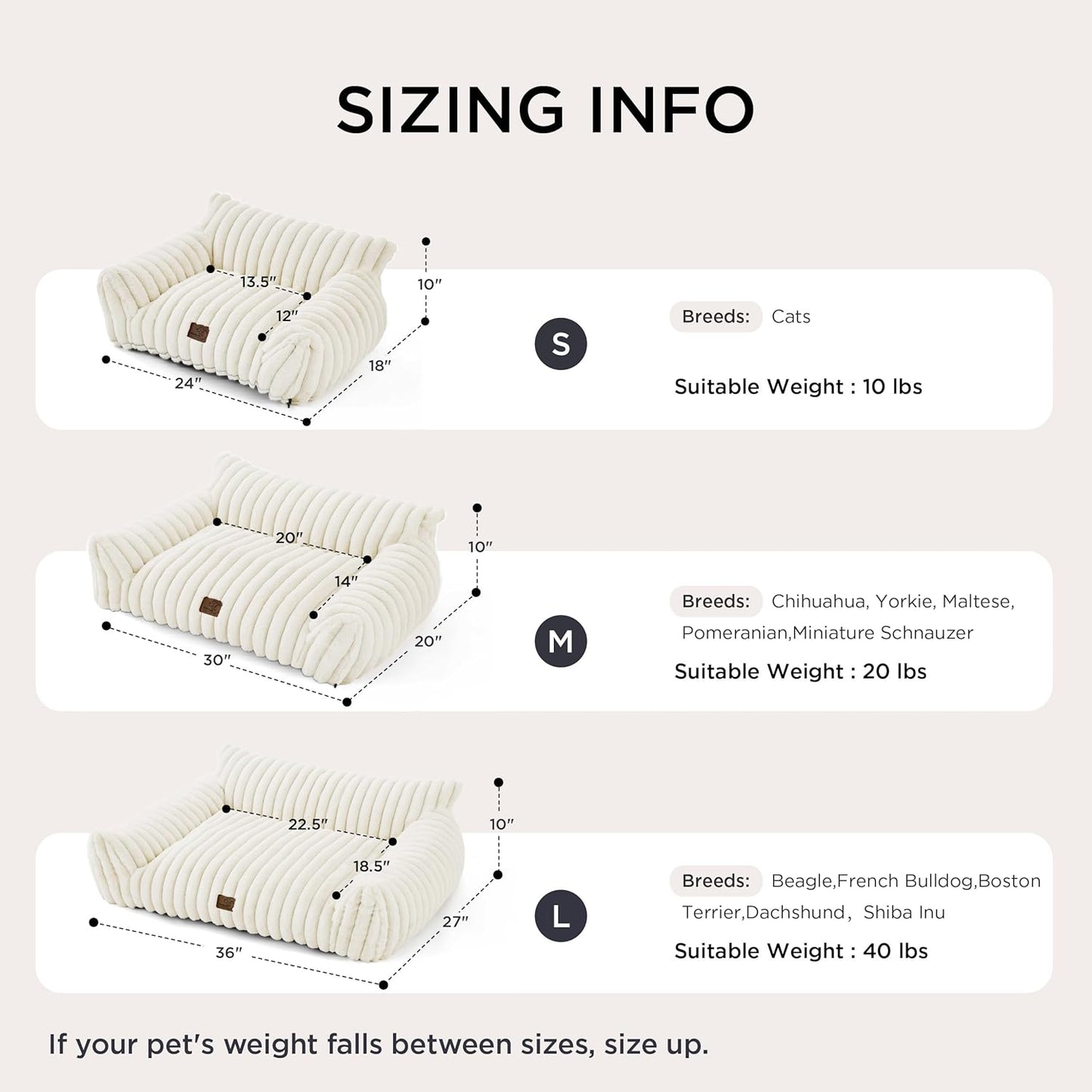 Bedsure Comfyfleece™ Cute Cat Couch for Pets - as Seen on TV on Good Day New York, Fuzzy Cats Beds for Indoor Cats with Removable Washable Cover, Supportive Pet Sofa, 24Inch, Cream