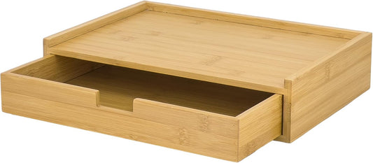Solid Bamboo Desk Drawer Organizer Monitor Riser, 13.25 X 9.5 X 3 Inch