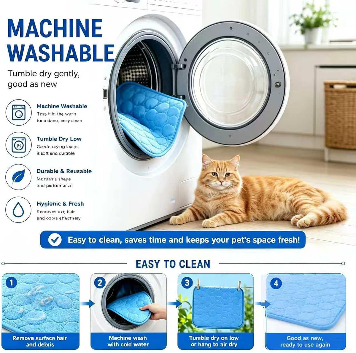 Self Cooling Pet Mat 37X27In for Dogs & Cats, Washable Cooling Pad