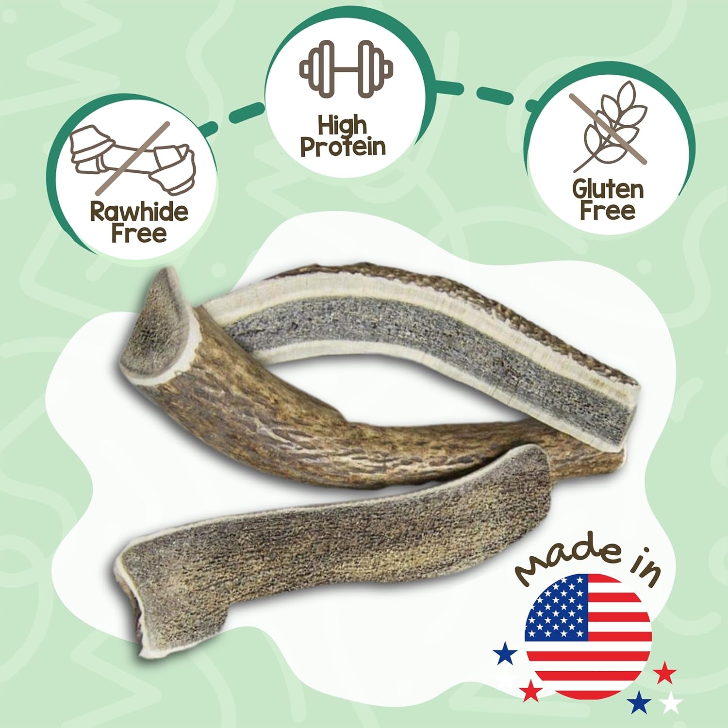 Nature Gnaws USA Elk Antlers for Dogs 5-8" (3 Count) - Mix of Split and Whole Pieces - Long Lasting for Aggressive Chewers - Natural Dog Chew Bones