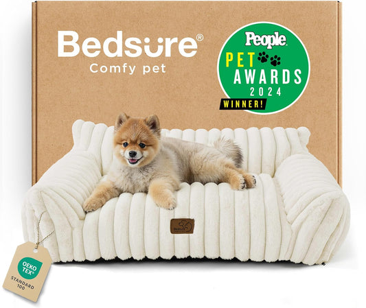 Bedsure Comfyfleece® Shown on TV Fluffy Cute Dog Couch for Pets,30In Cream