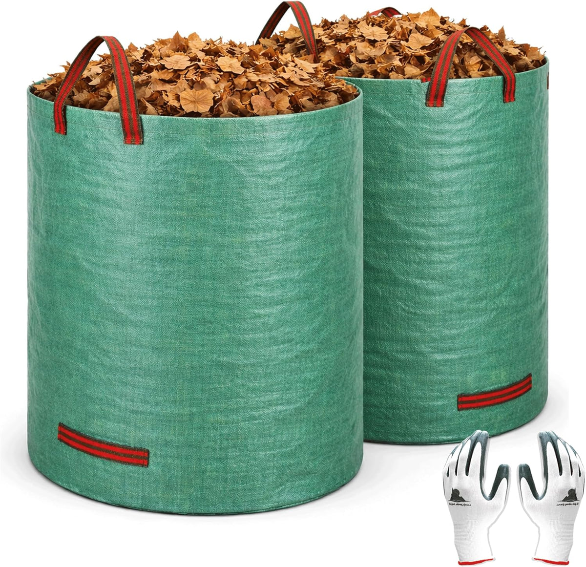 Gardzen 2 Pack 132 Gallon Yard Waste Bags Reusable Heavy Duty