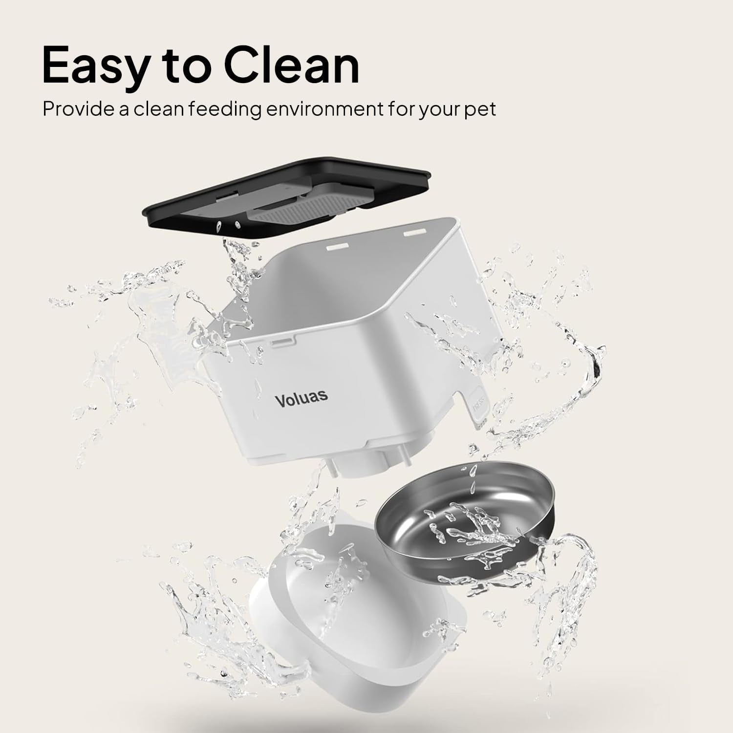 VOLUAS Automatic Cat Feeders - Timed Pet Feeder for Cats and Dogs with Dry Food Dispenser, Desiccant Bag, Programmable Portion Control, 4 Daily Meals, 10S Voice Recorder