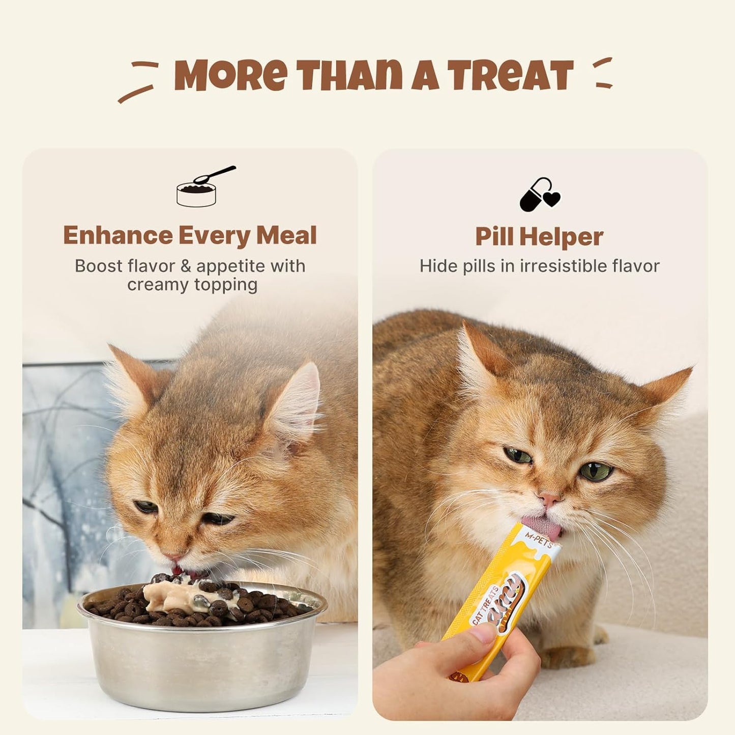 M-PETS Creamy Lickable Cat Treats – 4 Flavor Variety Pack, 20 Tubes of Healthy Squeeze up Snacks with Functional Nutrients for Hydration, Skin & Coat, and Digestive Health – Grain Free, High Protein