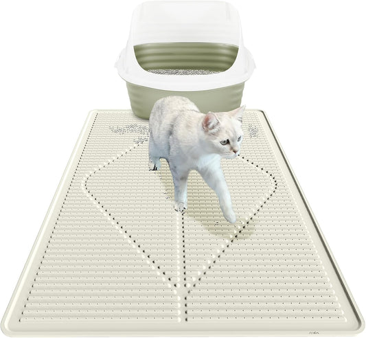 Mofason Cat Litter Mat XXL, Pearl Waterproof Litter Box Mats Extra Large