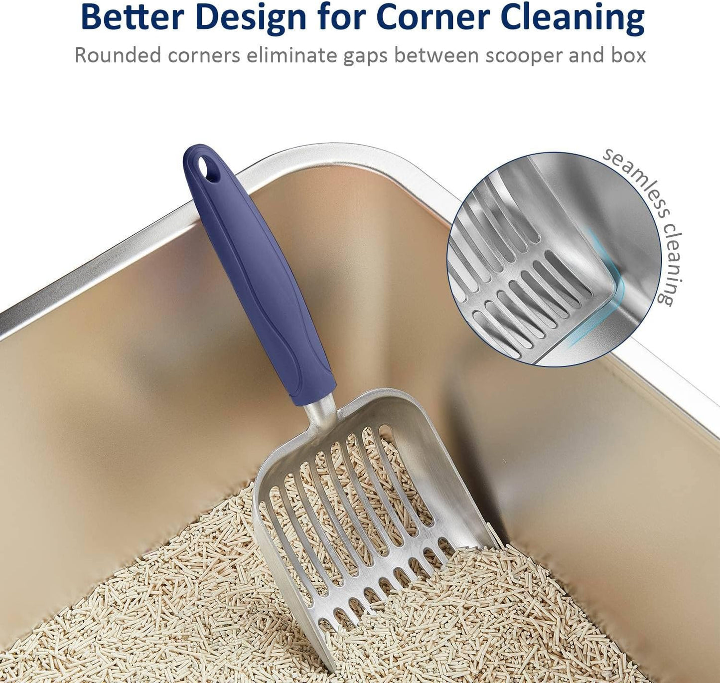 Wepet Cat Litter Scoop, Aluminum Alloy Sifter, Kitty Metal Scooper, Deep Shovel, Long Handle, Poop Sifting, Kitten Pooper Lifter, Durable, Heavy Duty, for Litter Box