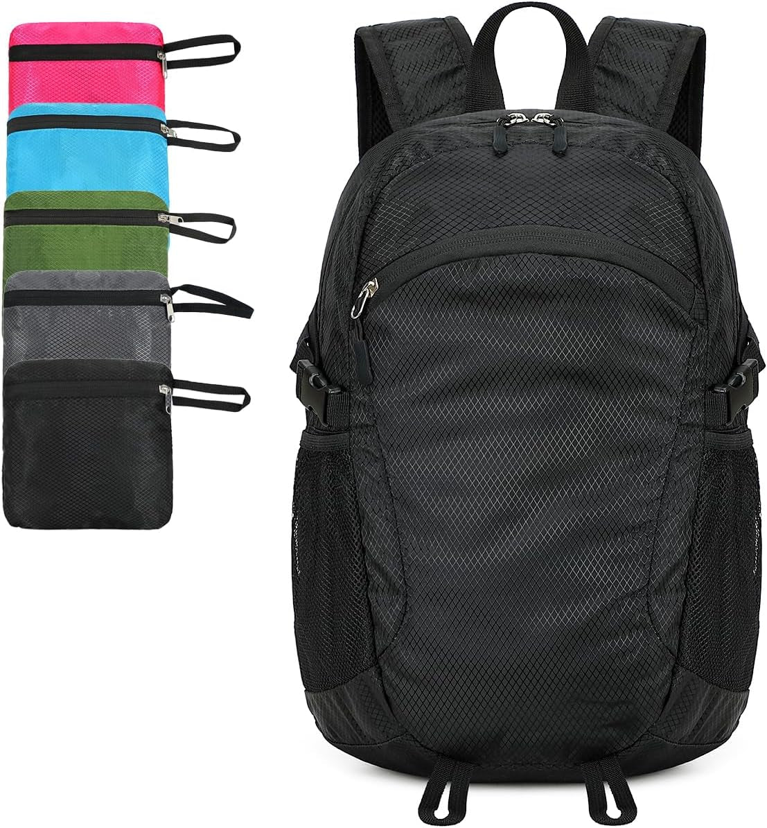 Small Hiking Backpack Travel Lightweight Hiking Packable Daypack Water-Resistant Foldable Ultralight Backpacks 15L for Travel Women Men Camping (Black)