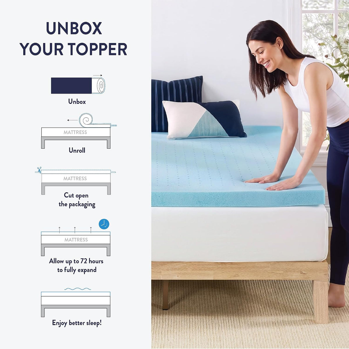 Best Price Mattress 3 Inch Ventilated Memory Foam Mattress Topper, Cooling Gel Infusion, Certipur-Us Certified, Dorm Essentials, Queen