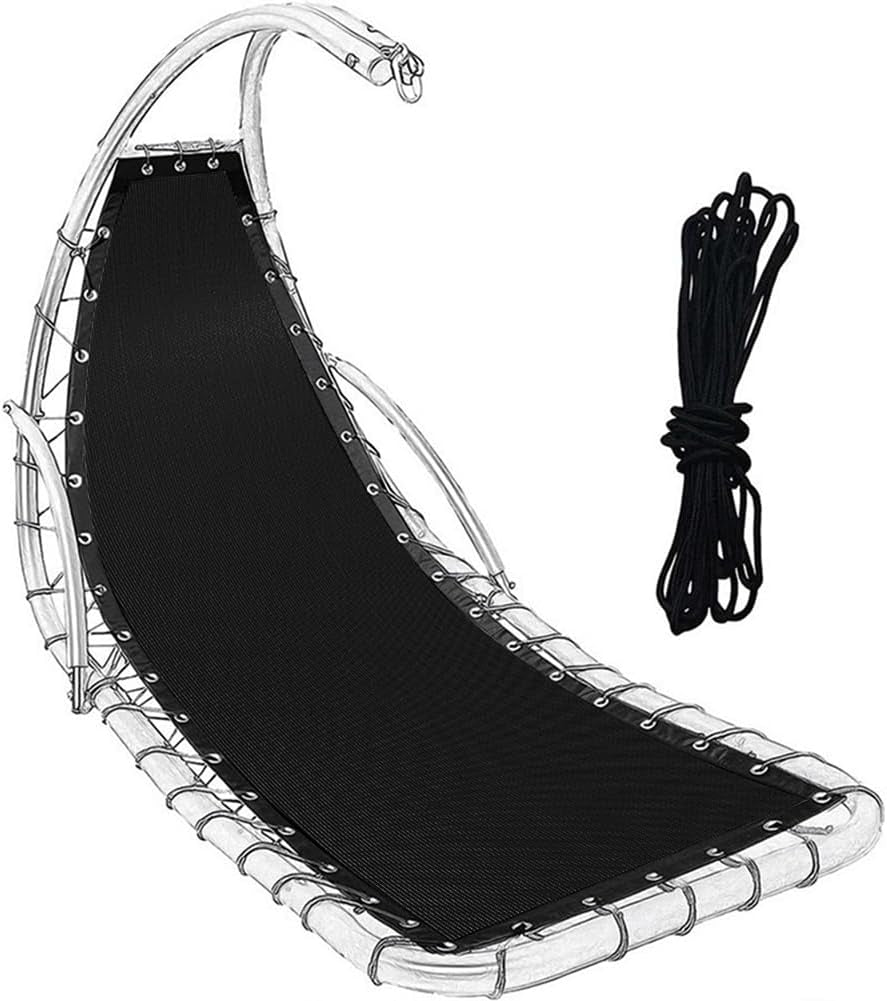 GORGECRAFT 197X64Cm Patio Hanging Lounge Chair Replacement Mesh Rope Kit Outdoor Curved Hanging Chaise Chair Cushion Black Swing Lounger Cover Slipcovers Durable Hammock Floating Chaise Fix Fabric