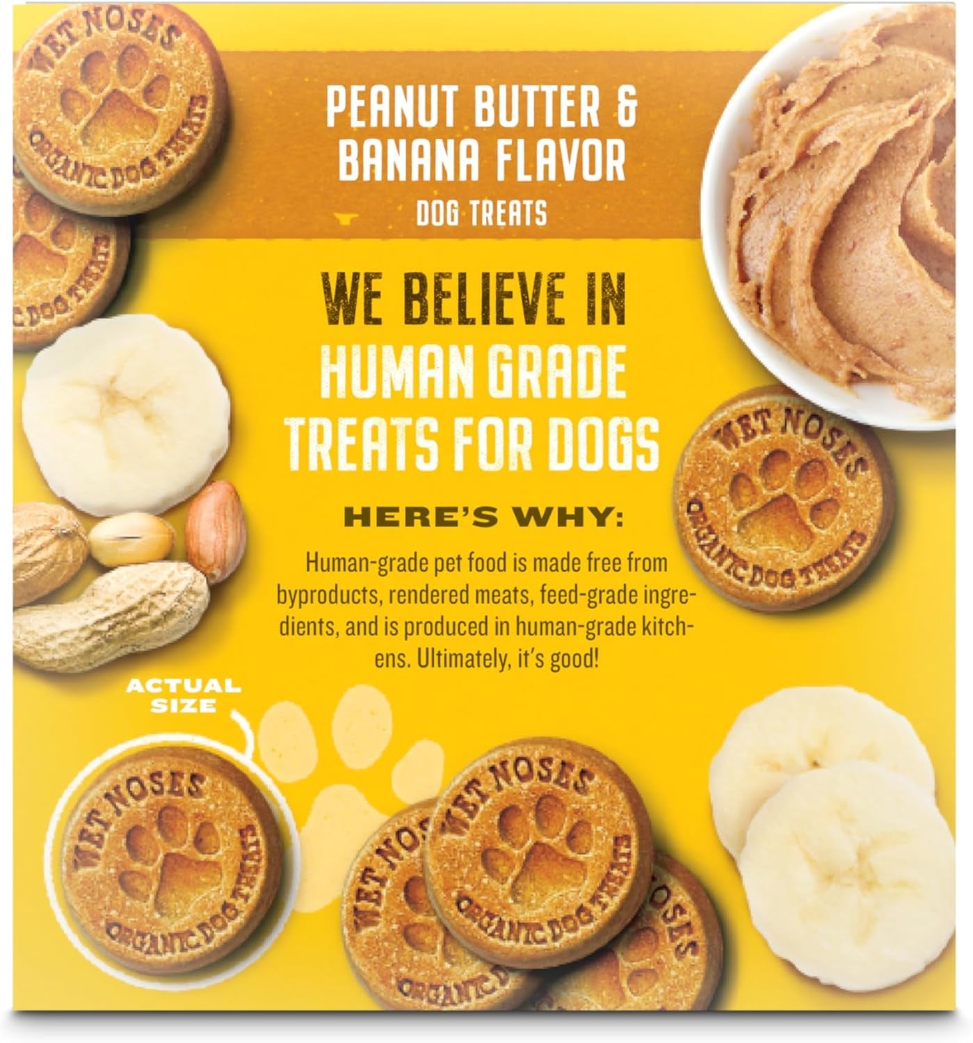 Wet Noses Organic Crunchy Dog Treats – for All Pet Sizes, Breeds – Senior Dog Snack – 100% Human-Grade – Delicious Chews for Dogs – Grain-Free Peanut Butter & Banana, 5 Lb. Package May Vary.