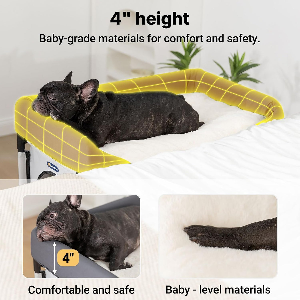 Veehoo Bedside Dog Bed, Dog Bassinet Bunk Beds for Small Dogs
