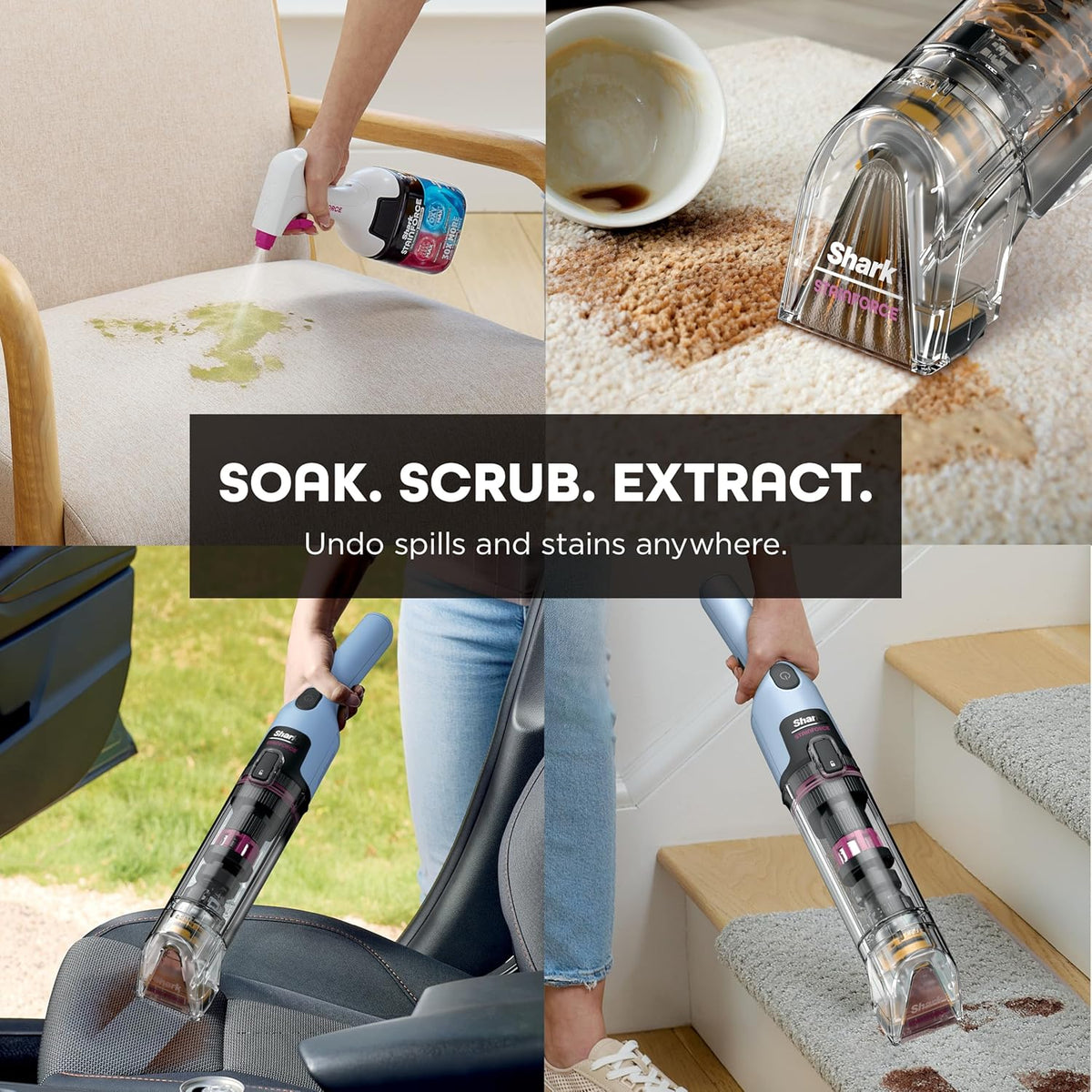 Shark Stainforce Cordless Stain, Odor & Urine Remover, 2 Tools, HX102BRN