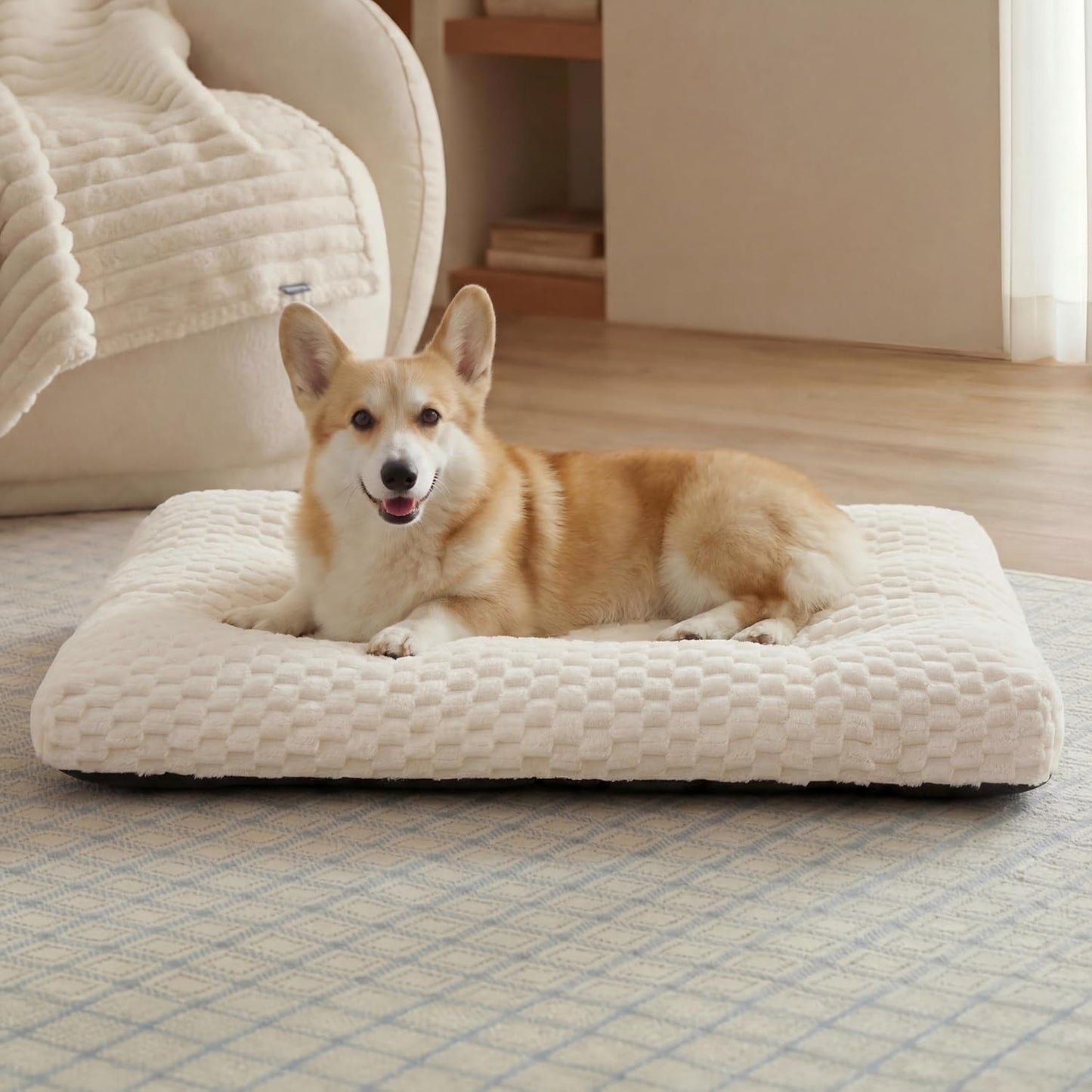 Bedsure Calming Dog Bed for Medium Dogs, Donut Pet Bed | Washable Dog Bed for Crate, Soft Fluffy Bubble Fleece Pet Bed
