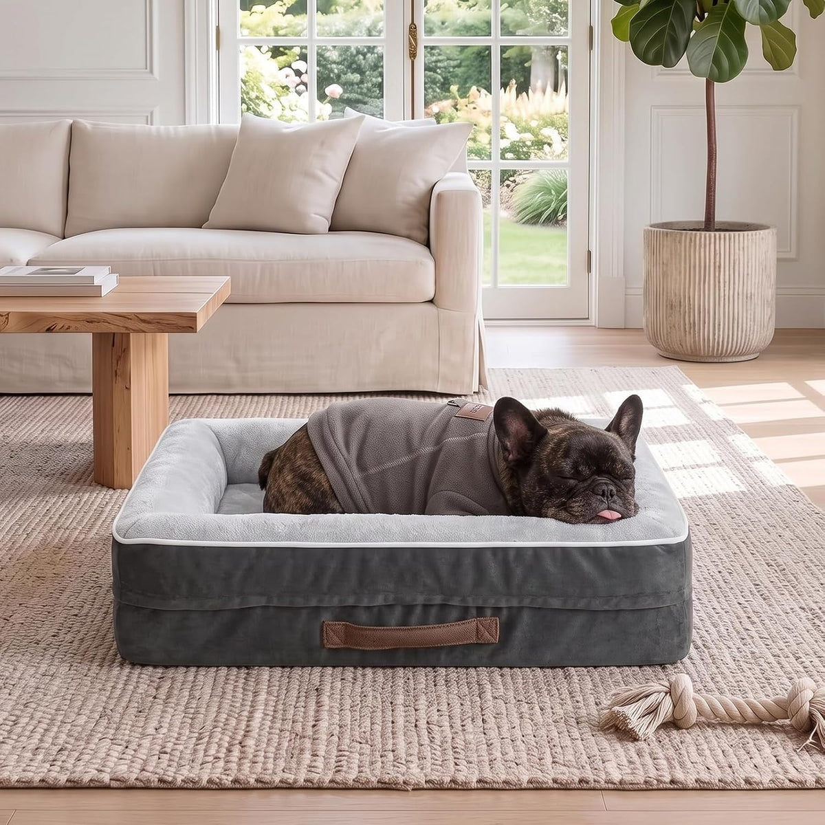 Upvilla Orthopedic Dog Bed, Four-Sided Small Dog Sofa, Washable Cover Gray