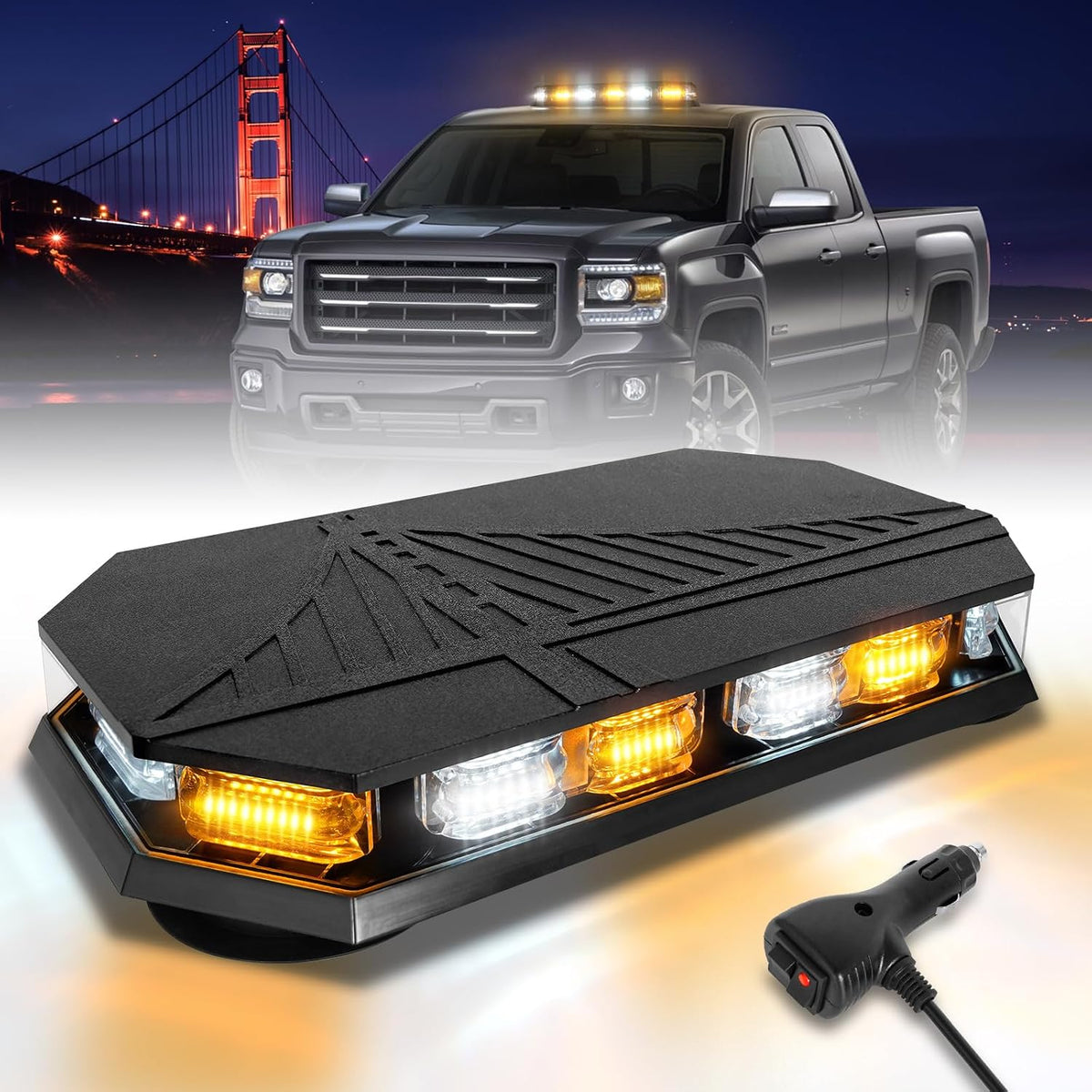 Hlauto 102LED Rooftop Strobe Lights Bar, Amber White