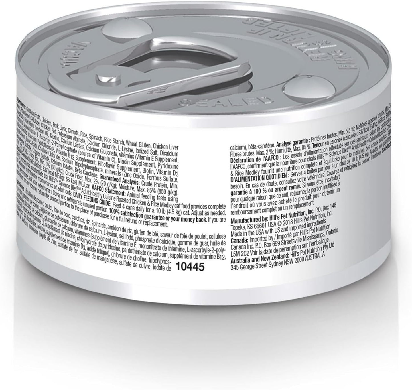 Hill'S Science Diet Adult 1-6 Healthy Cuisine Wet Cat Food, Roasted Chicken & Rice Medley in Gravy, 2.8 Oz. Cans, 24-Pack