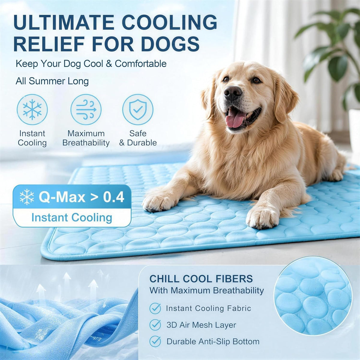 Cooling Mat for Dogs Large,Dog Cooling Mat Indoor,39"X59",Crate Pad for Pet