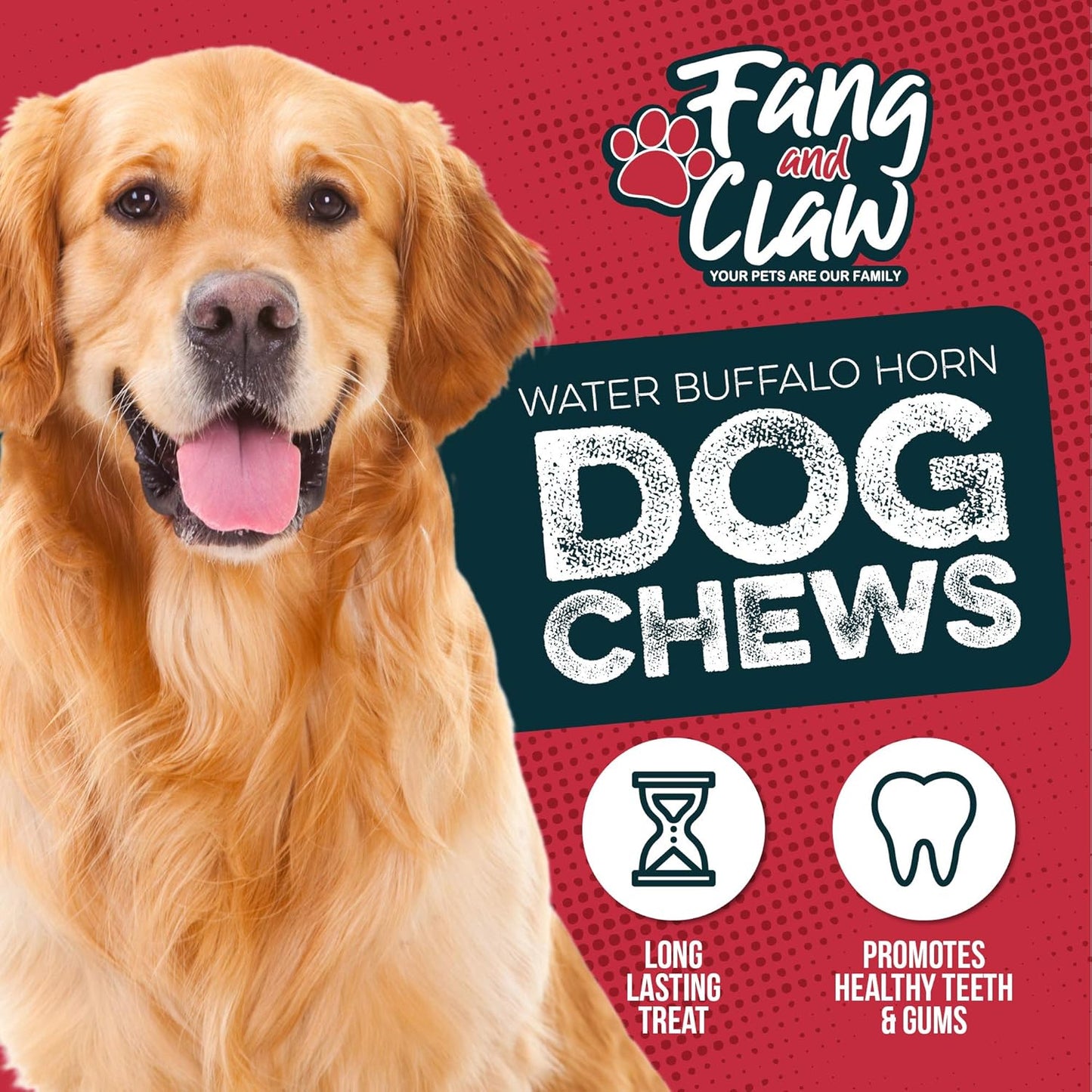 4 Pack Water Buffalo Horns for Dogs, Large 8 Inch - Natural Antler & Rawhide Bone Alternative for Aggressive Chewers, Long Lasting Single-Source Grass-Fed Dog Chew
