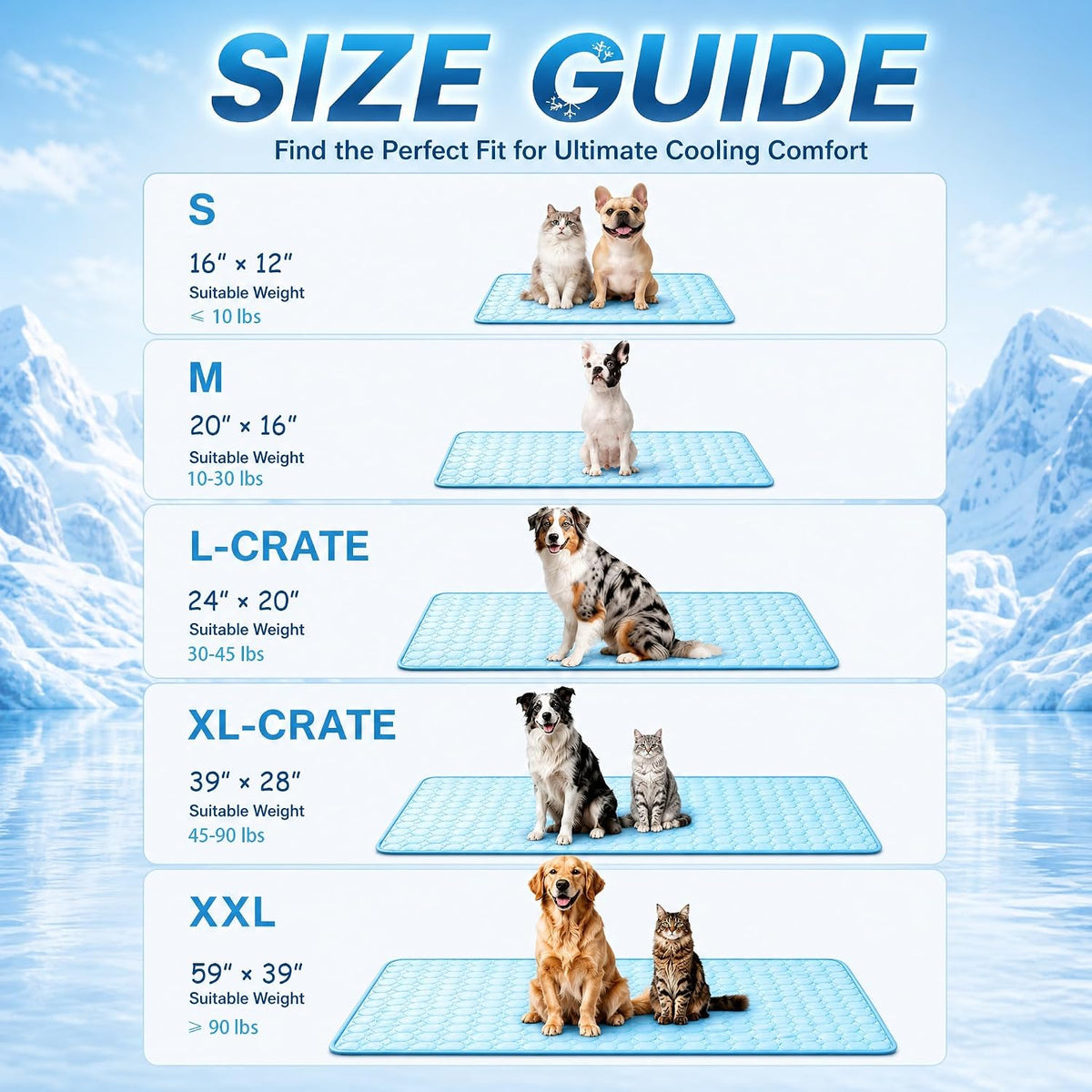 Cooling Mat for Dogs Large,Dog Cooling Mat Indoor,39"X59",Crate Pad for Pet