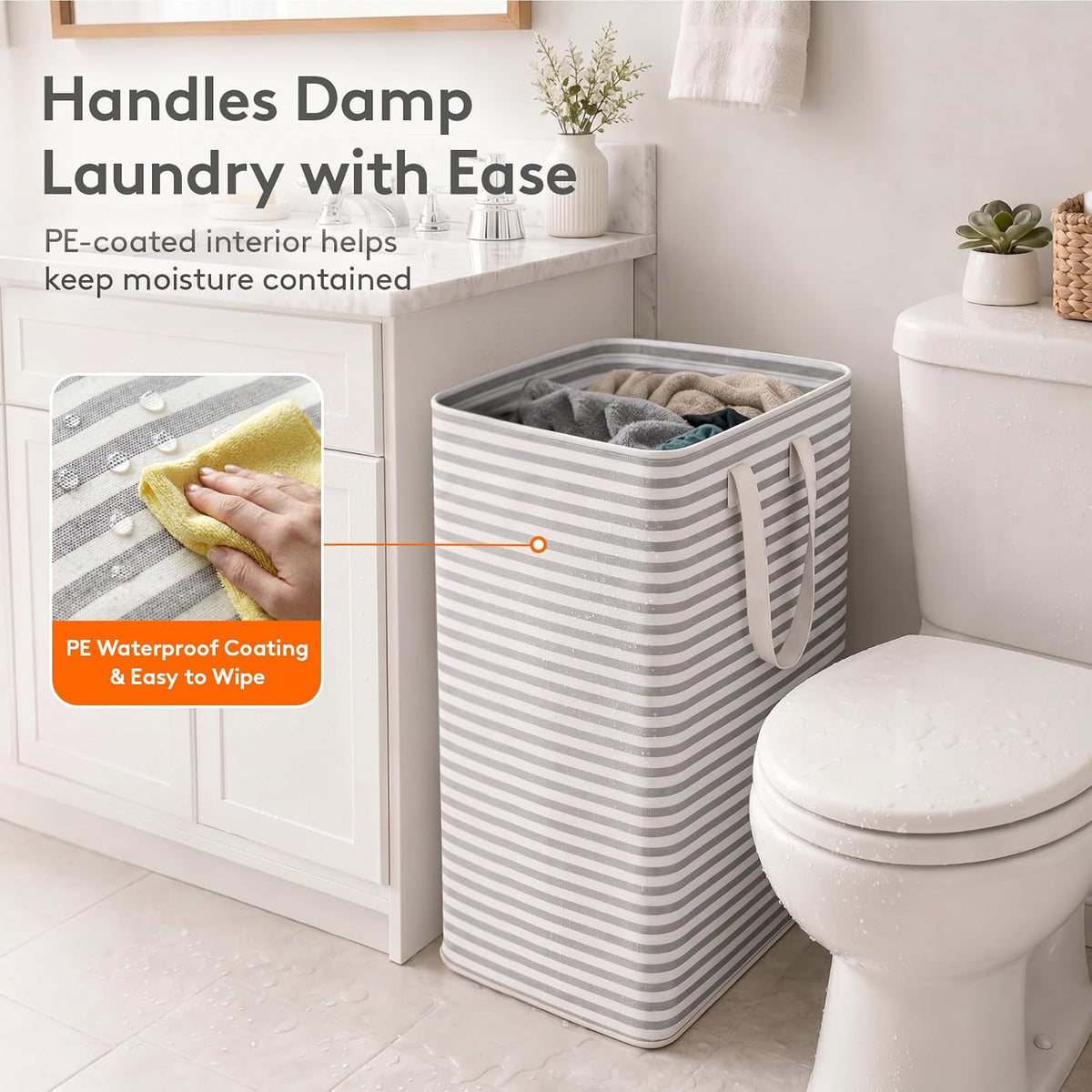 Lifewit 80L Large Laundry Baskets, Laundry Hampers Bags, 2 Pack, Grey