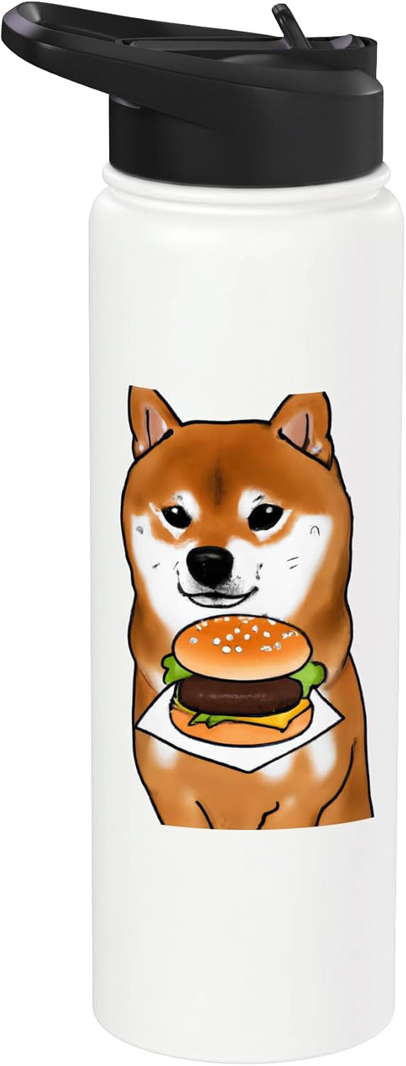 Dog Lovers Shiba Inu Eating Burger Stainless Steel Insulated Water Bottle