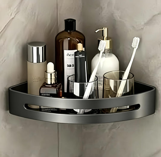 Corner Shower Caddy, Adhesive No Drill Wall Mounted Bathroom Organizer, Rustproof Thickened Aluminum Storage Rack with Drainage Slots, 8.86" Shower Shelf for Shampoo, Soap, Toothbrush ( Gray)