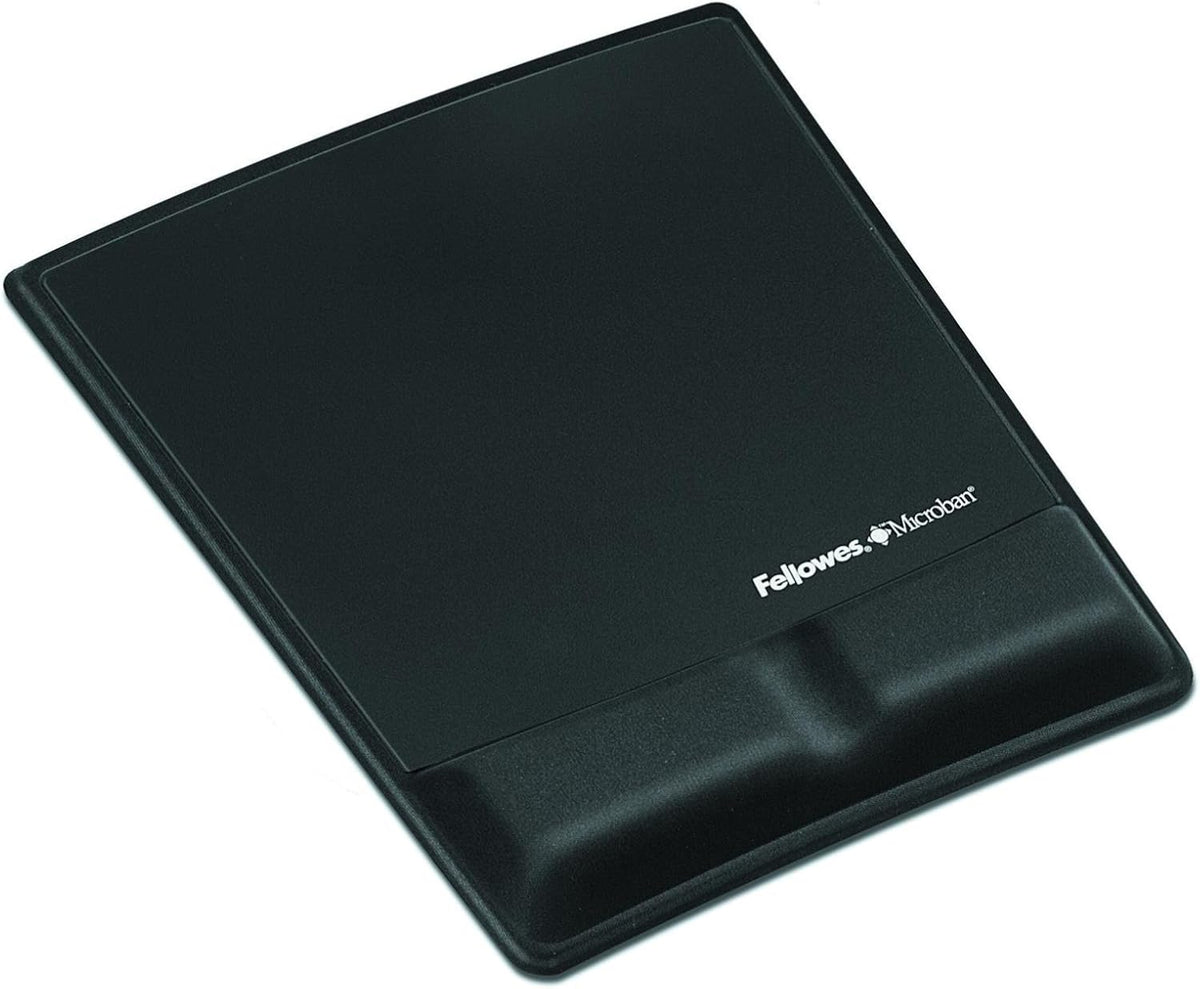 Fellowes Mouse Pad/Wrist Support with Mircoban Protection, Black (9181201)