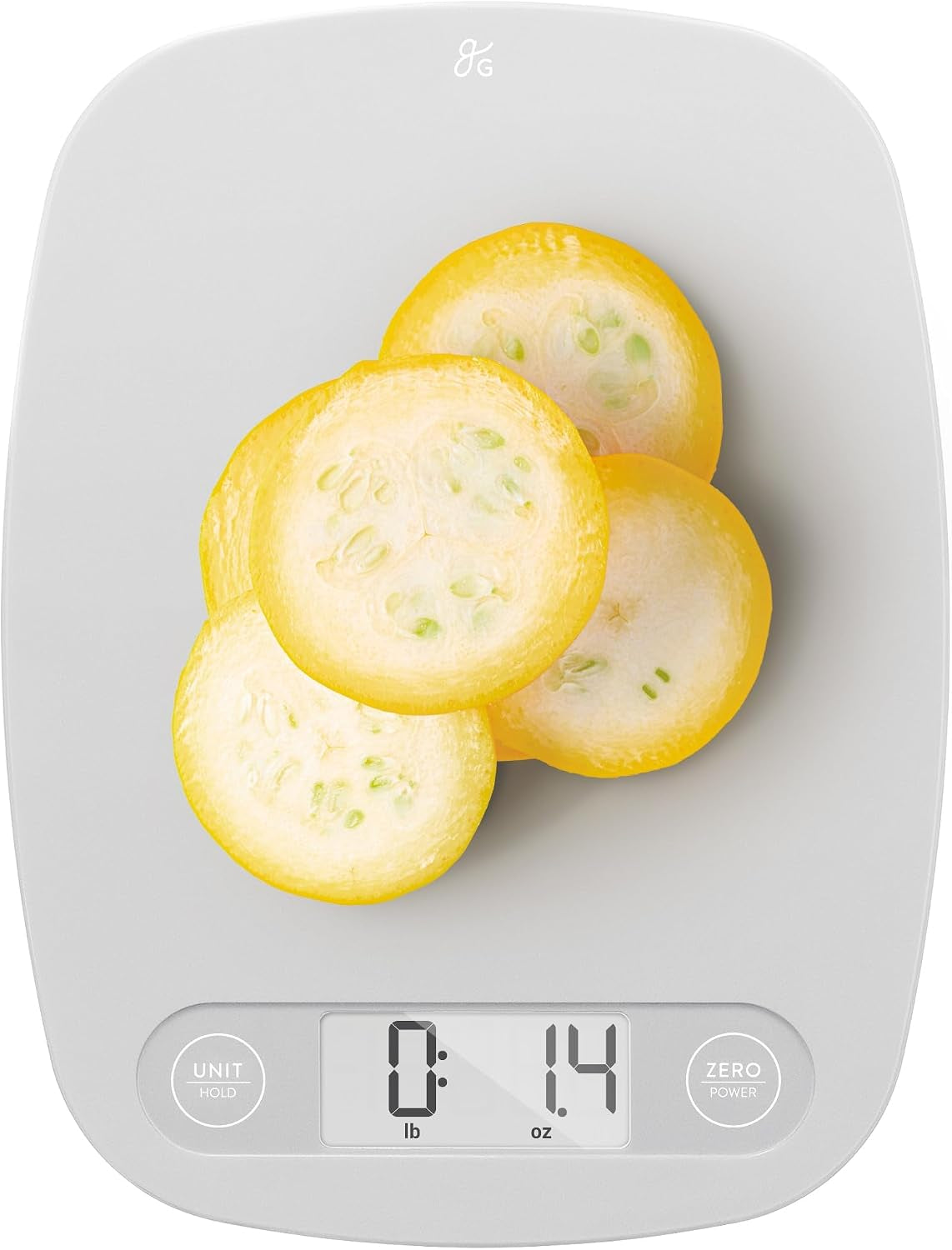 Greater Goods Digital Kitchen Scale - Cooking, Baking, Meal and Food Prep Scale, Weighs in Grams, Pounds and Ounces, Gray