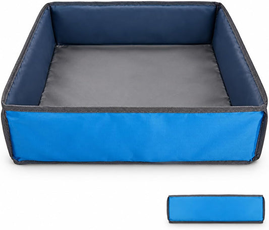 Folding Cat Litter Box, 18.1"×18.1" Portable Collapsible Leak-Proof Travel Litter Pan for Cats, Easy Clean Space Saving for Car Hotel Camping