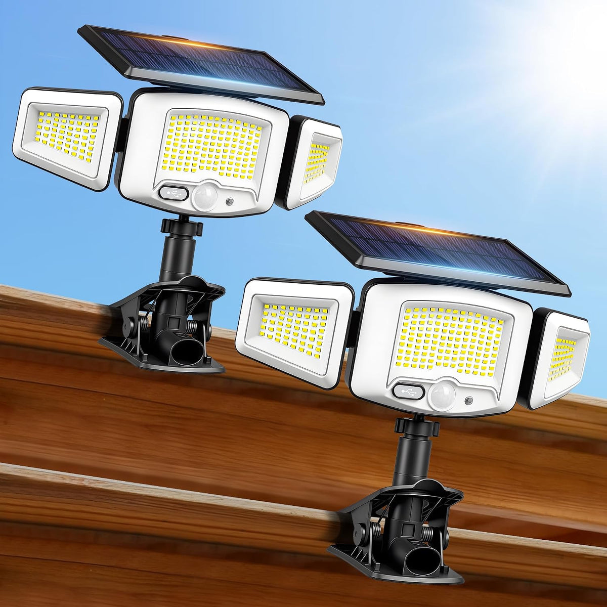 Clip on Solar Lights Outdoor,231Led Motion Sensor Flood Lights,Remote