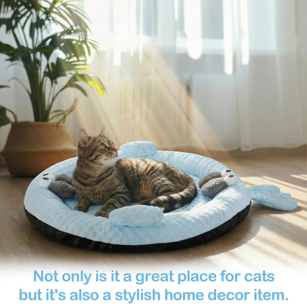 Hillban Cat Cooling Bed Mat Fish Shaped Pet Cooling Mat for Cats or Small Dogs 24.8'' X 20.47'' Cat Cool Bed Comfortable and Soft Cool Pad Washable Non-Slip Bottom Use in Floor Sofa Chair Kennel