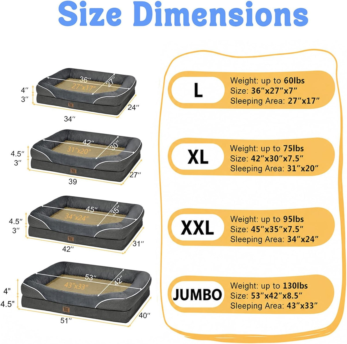 Chez Paw Orthopedic Washable XXL Dog Bed for Extra Large Dogs